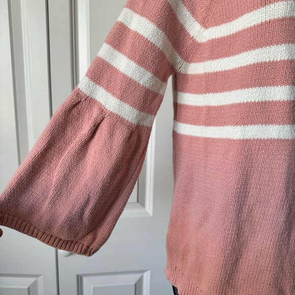 BODEN Women’s Sweater M Arianna Striped Crew Neck Bell Sleeve Pink - Picture 6 of 9